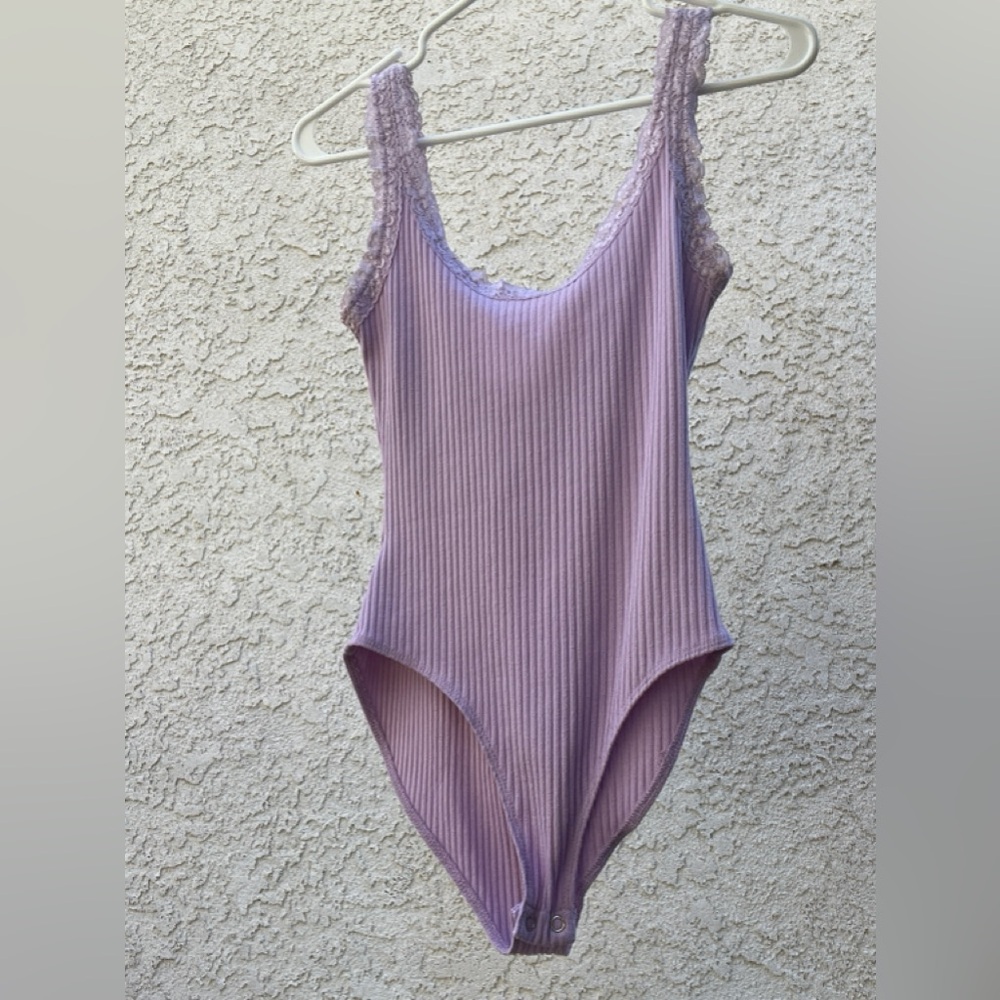 Lilac lavender purple body suit with lace